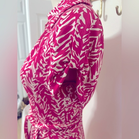 Diane Von Furstenburg Pink White Patterned Women's Dress Small - Picture 3 of 8